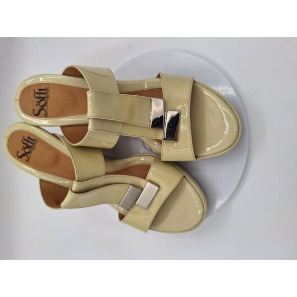 Sofft Anita CreamPatent Leather Wedge Sandals size 8M Womens - Picture 8 of 11